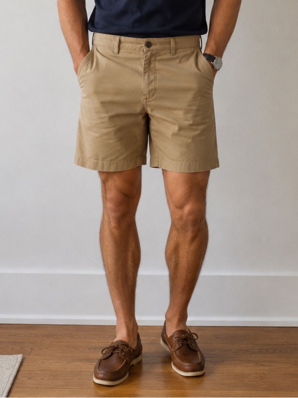 Polo by Ralph Lauren Khaki Cotton Flat-Front Men's Shorts